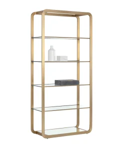 Ambretta Large Freestanding Bookcase - 5-Tier Open Shelving Unit in Walnut Finish for Living Room or Office